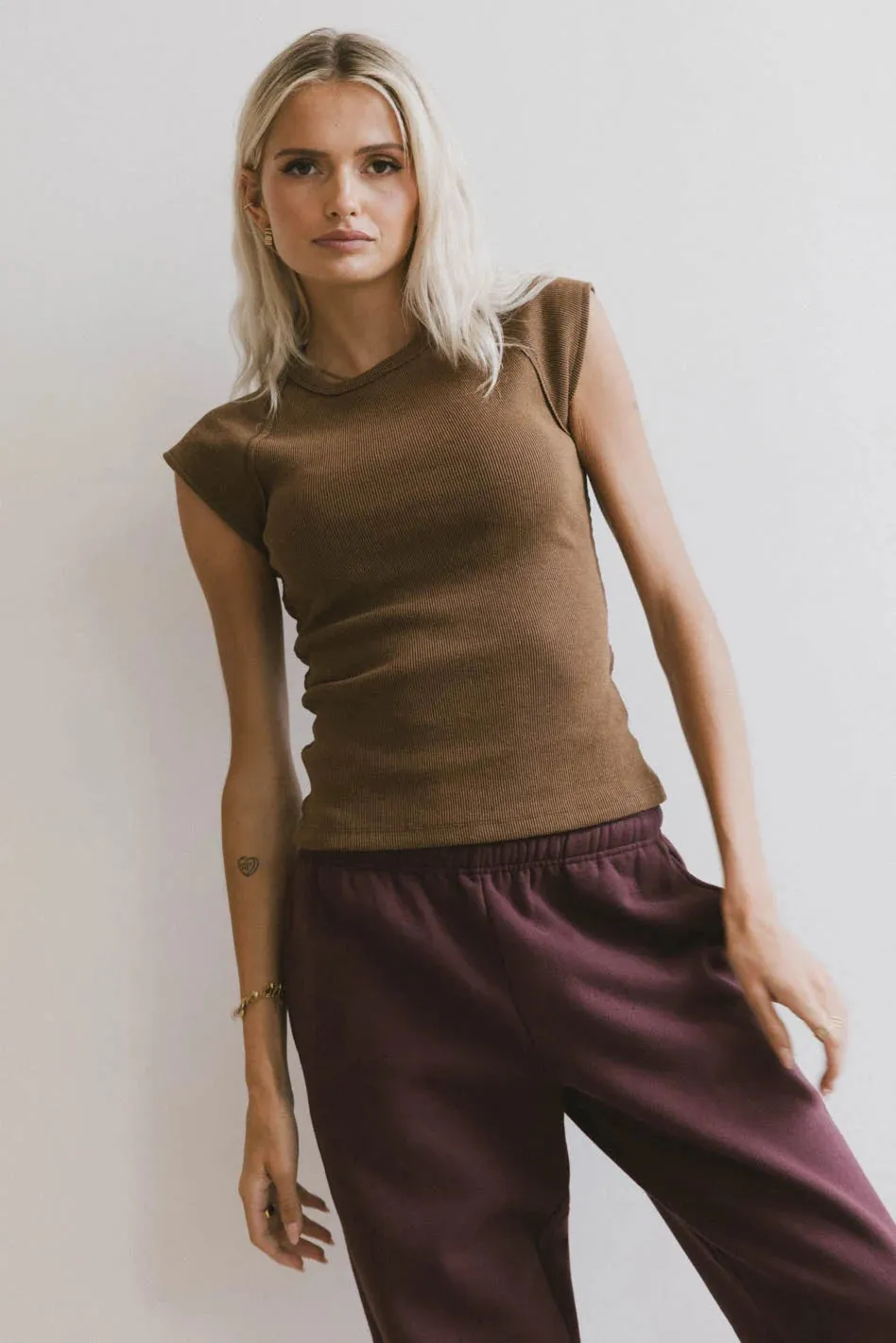 Huxley Cap Sleeve Top in Brown - FINAL SALE sold by bohme product image thumbnail 3