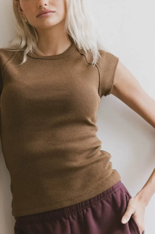 Huxley Cap Sleeve Top in Brown sold by bohme