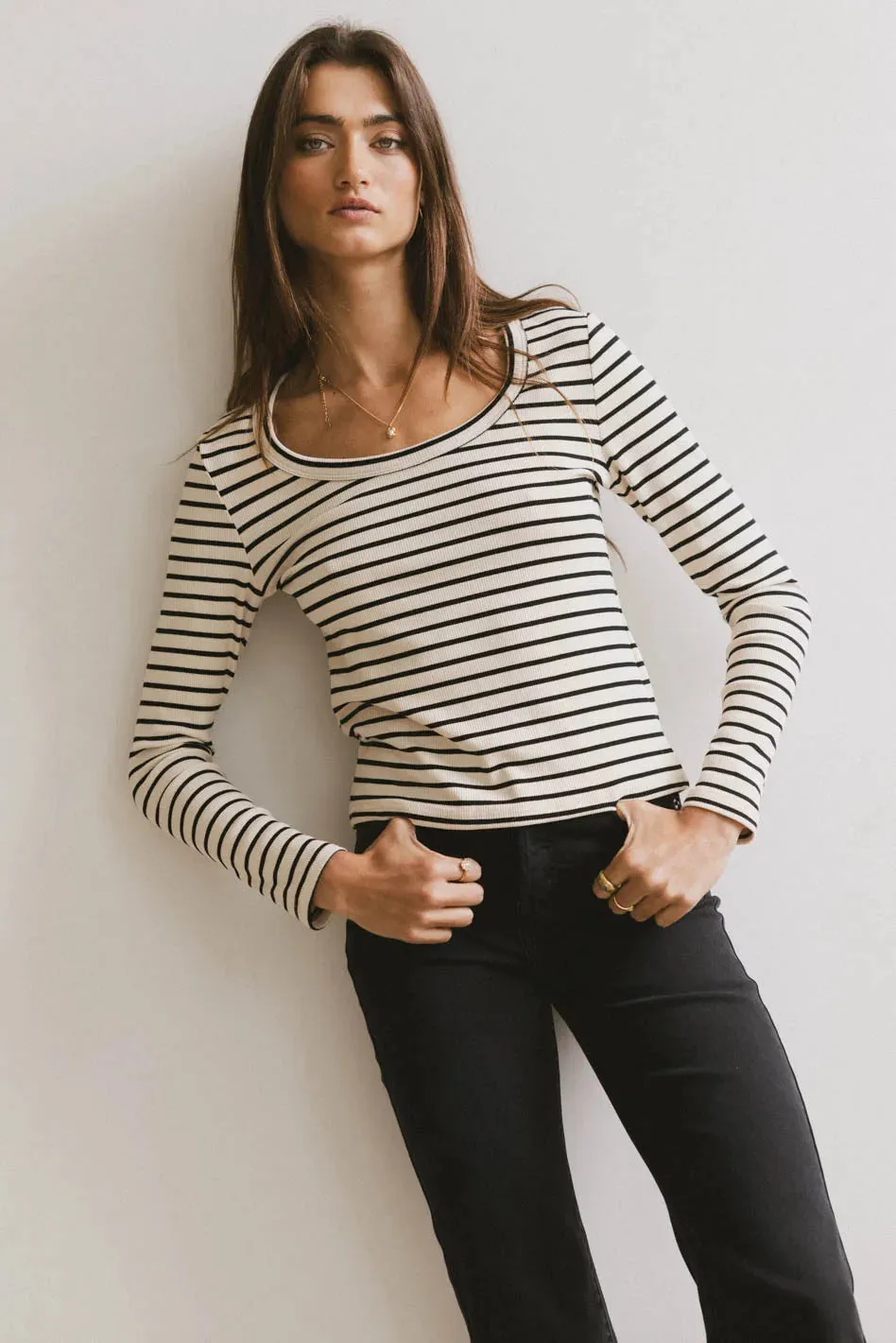 Bodie Ribbed Top in Beige sold by bohme