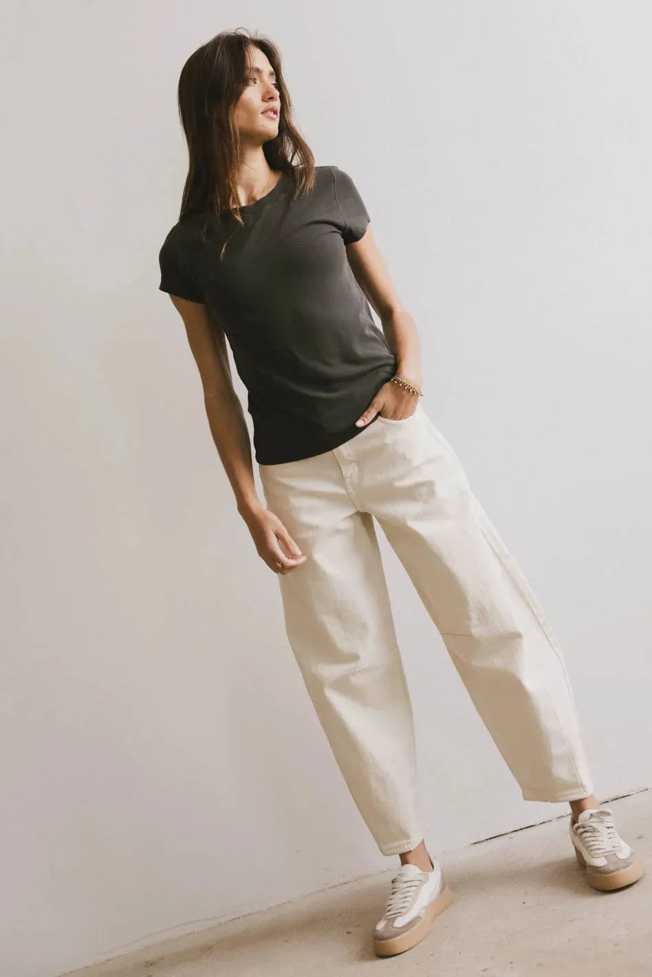 Opal Ribbed Tee in Charcoal - FINAL SALE sold by bohme product image thumbnail 3