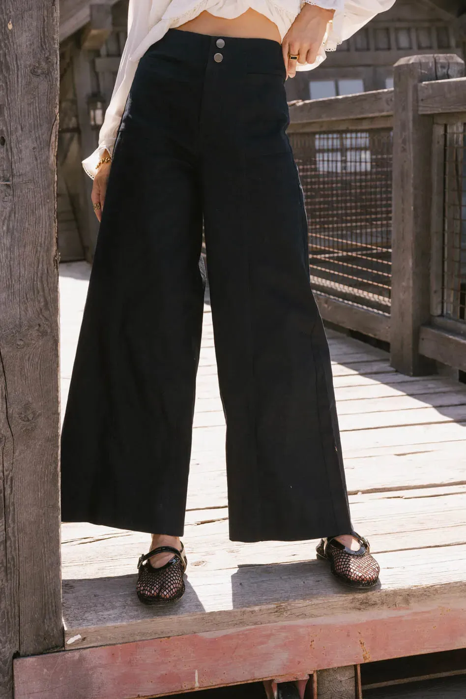 Aspen Wide Leg Slacks in Navy sold by bohme