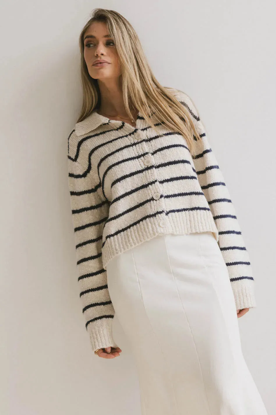 Dolly Striped Knit Cardigan in Navy - FINAL SALE sold by bohme product image thumbnail 2