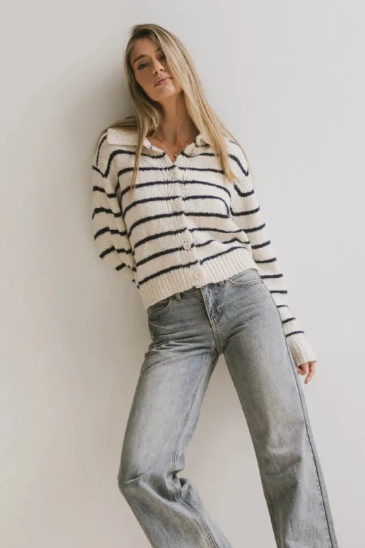 Dolly Striped Knit Cardigan in Navy - FINAL SALE sold by bohme