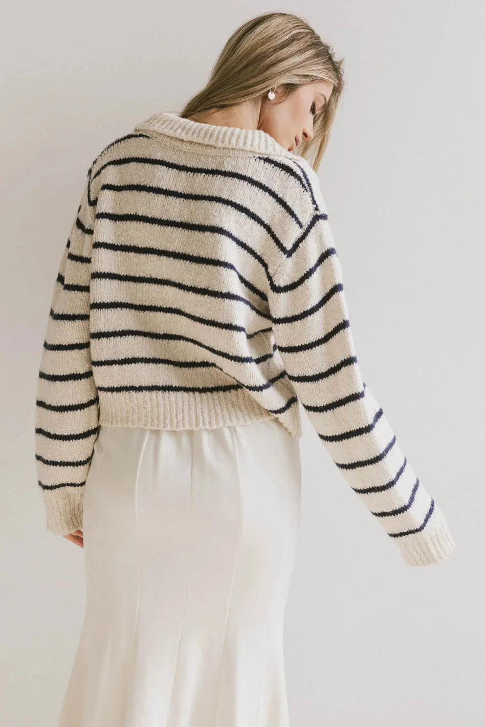 Dolly Striped Knit Cardigan in Navy - FINAL SALE sold by bohme product image thumbnail 3