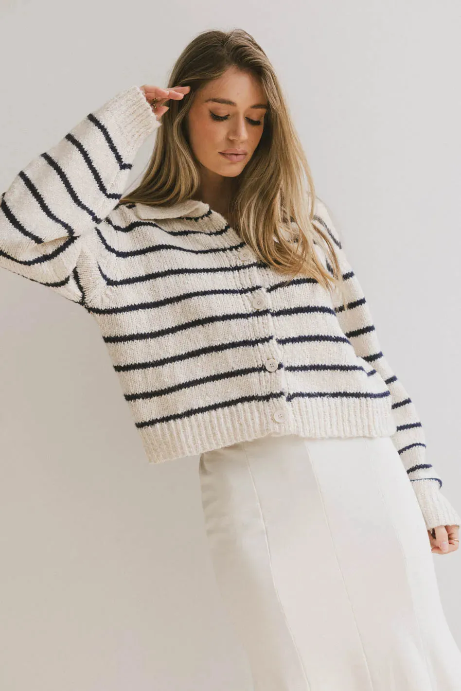 Dolly Striped Knit Cardigan in Navy - FINAL SALE sold by bohme product image thumbnail 5