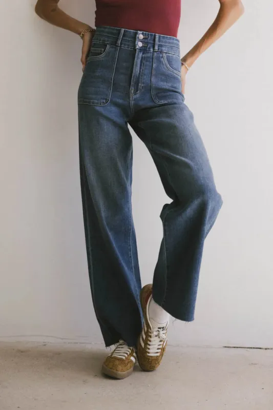 Haley Distressed Wide Leg Jeans sold by bohme