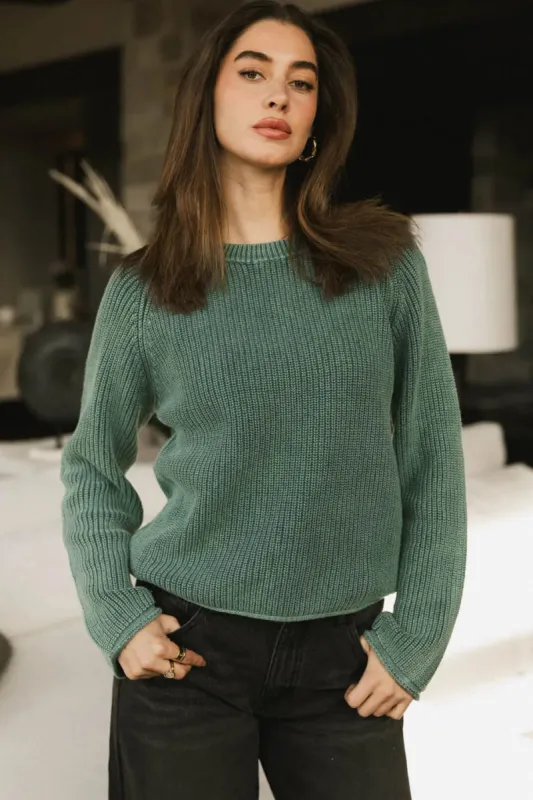 Aveline Knit Sweater in Teal - FINAL SALE sold by bohme