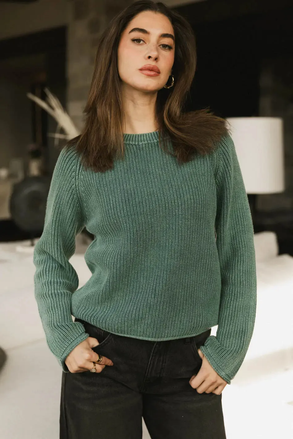 Aveline Knit Sweater in Teal - FINAL SALE sold by bohme