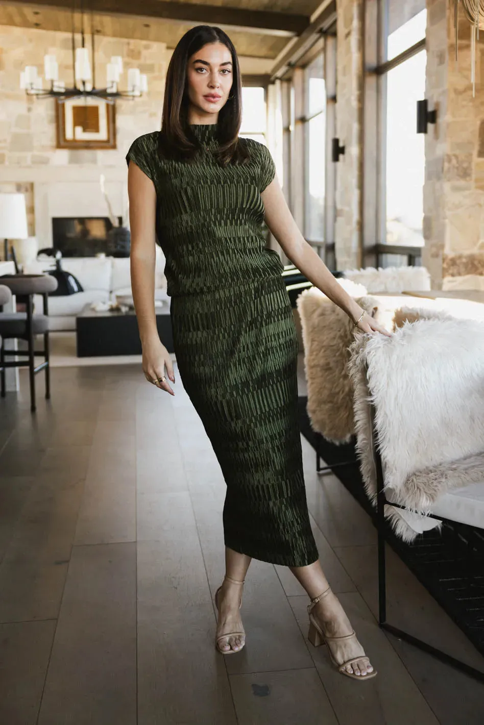 Dream Textured Skirt in Dark Moss - FINAL SALE sold by bohme product image thumbnail 3