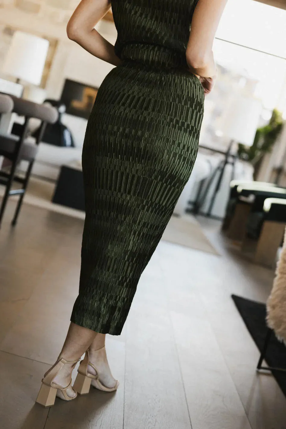 Dream Textured Skirt in Dark Moss - FINAL SALE sold by bohme product image thumbnail 4