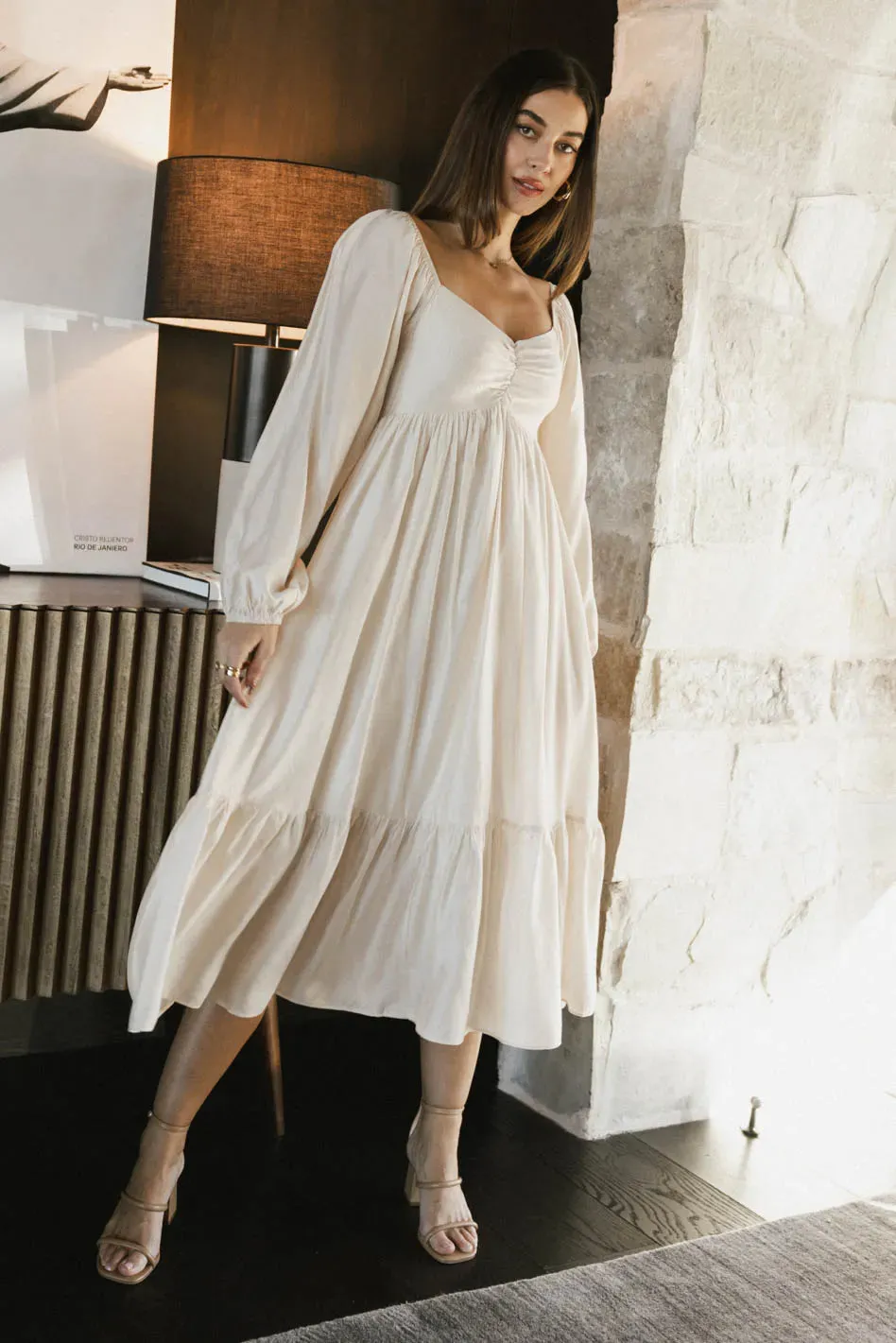 Rael Midi Dress in Natural - FINAL SALE sold by bohme