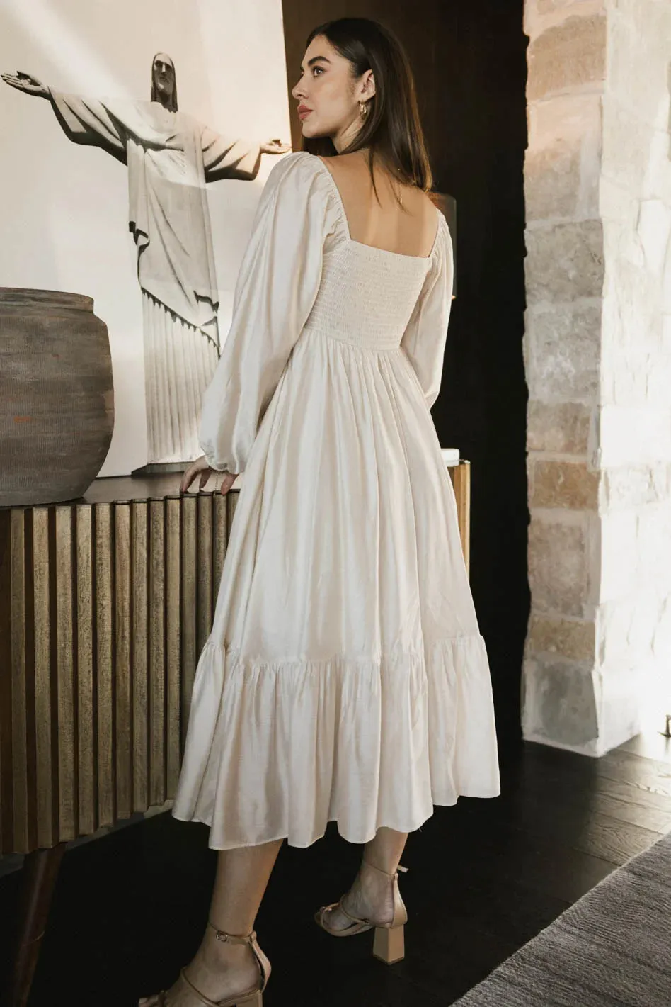 Rael Midi Dress in Natural - FINAL SALE sold by bohme product image thumbnail 3