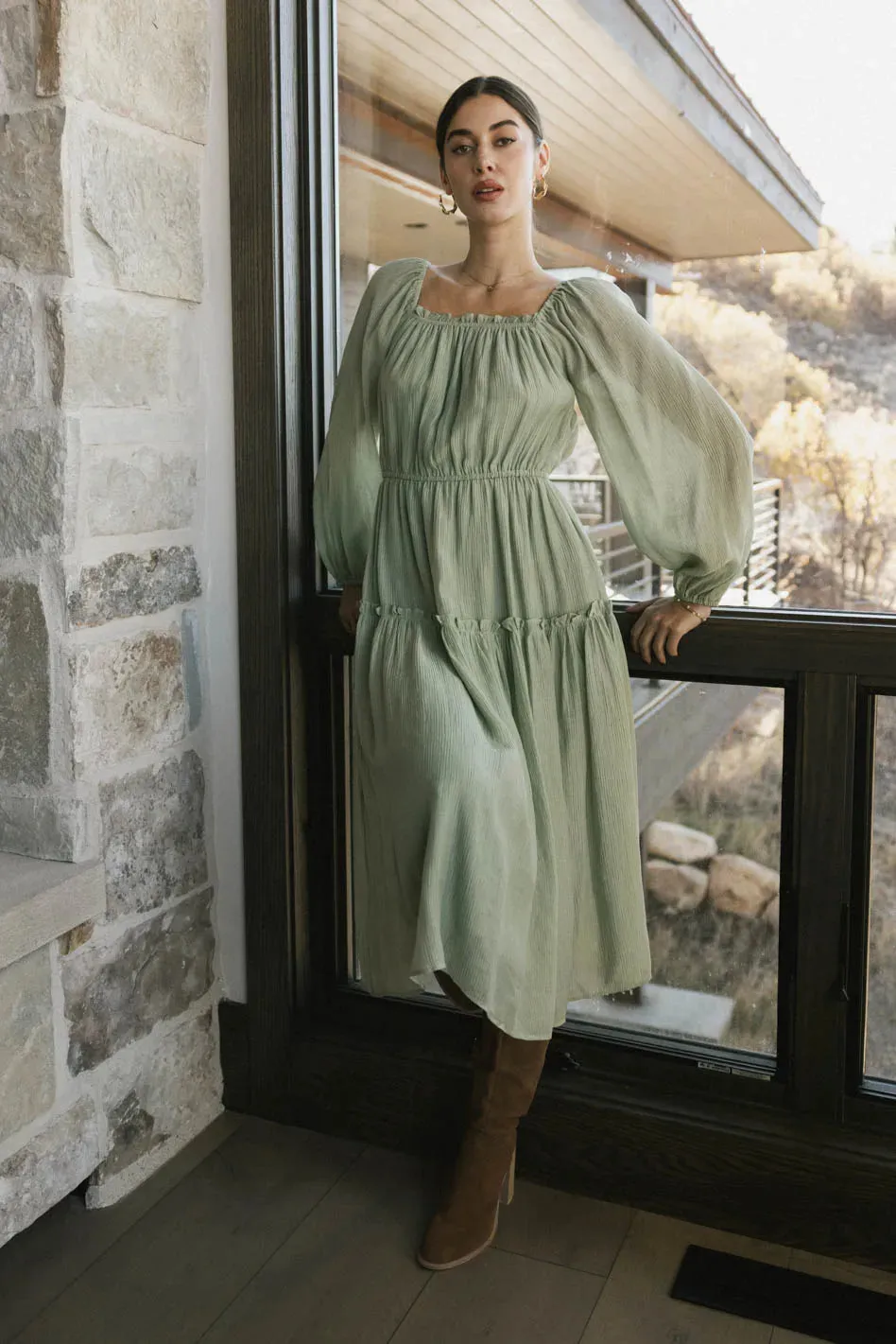 Finnian Midi Dress in Sage - FINAL SALE sold by bohme product image thumbnail 5