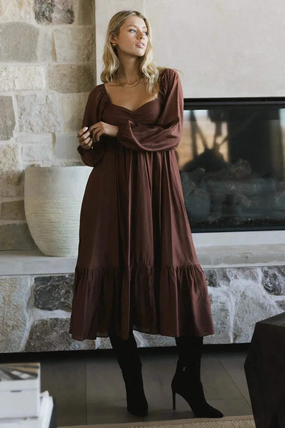 Rael Midi Dress in Brown - FINAL SALE sold by bohme product image thumbnail 5