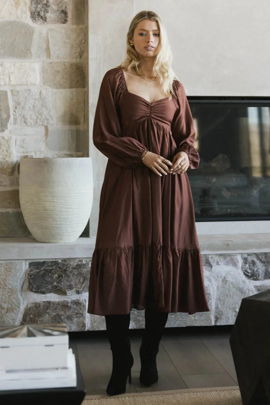 Rael Midi Dress in Brown - FINAL SALE sold by bohme product image thumbnail 3