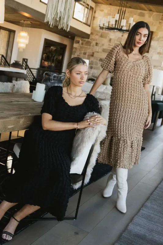 Miley Bubble Texture Dress in Tan - FINAL SALE sold by bohme