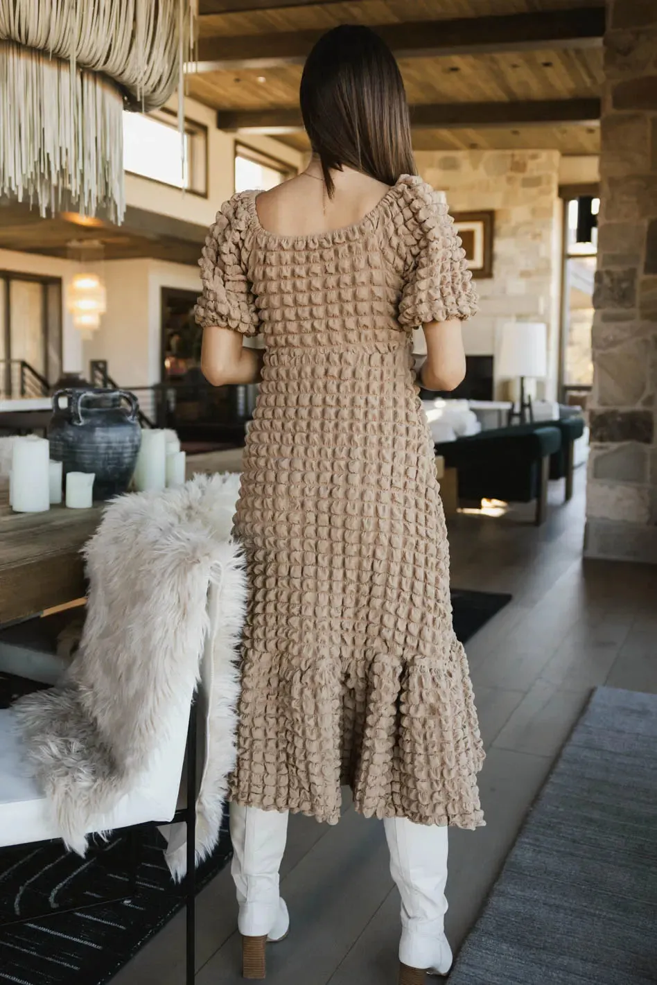 Miley Bubble Texture Dress in Tan - FINAL SALE sold by bohme product image thumbnail 5