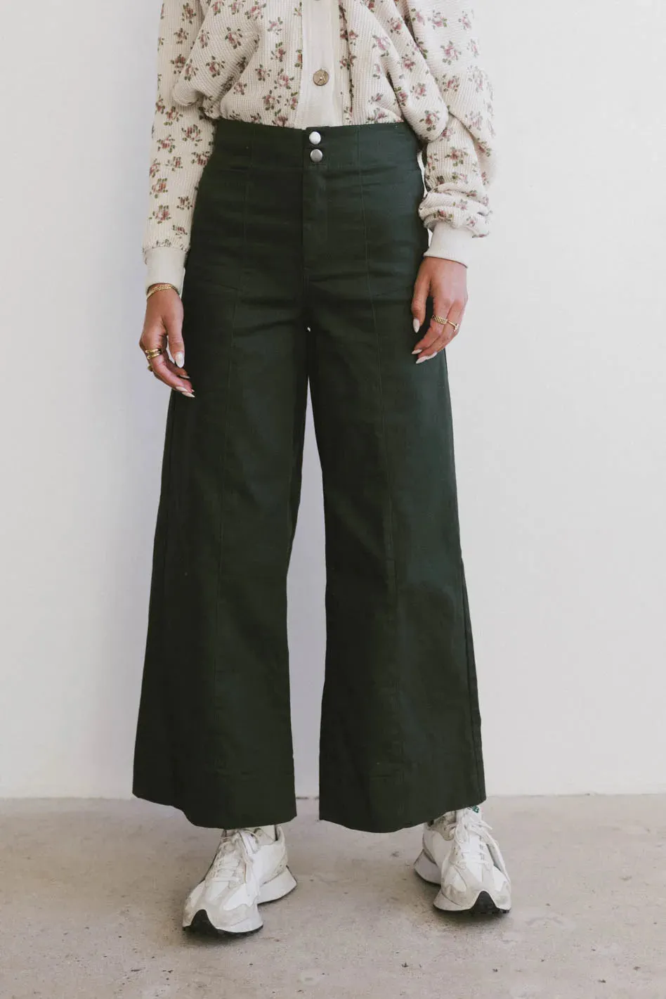Aspen Wide Leg Slacks in Hunter Green sold by bohme product image thumbnail 2