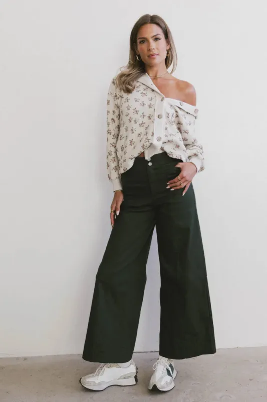 Aspen Wide Leg Slacks in Hunter Green sold by bohme