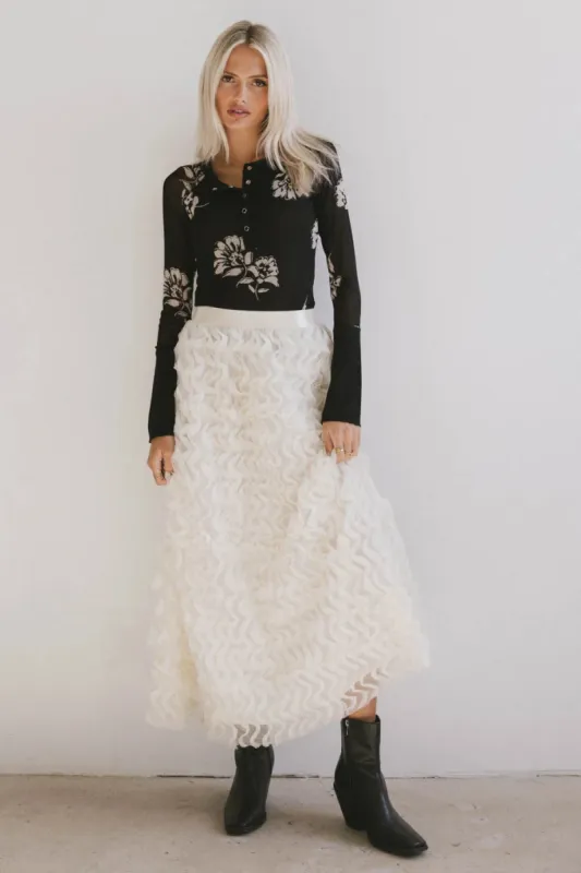Yani Ruffle Tulle Maxi Skirt in Cream - FINAL SALE sold by bohme