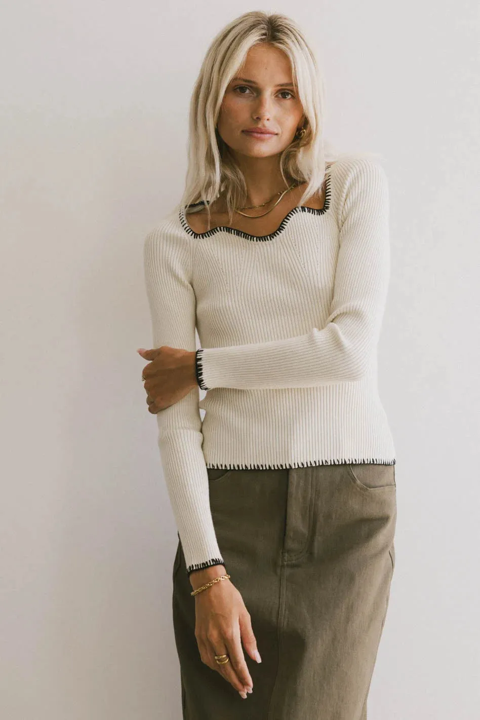 Hazel Ribbed Sweater in Cream - FINAL SALE sold by bohme product image thumbnail 5