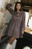 Tyler Peplum Mini Dress in Mauve Corduroy sold by bohme