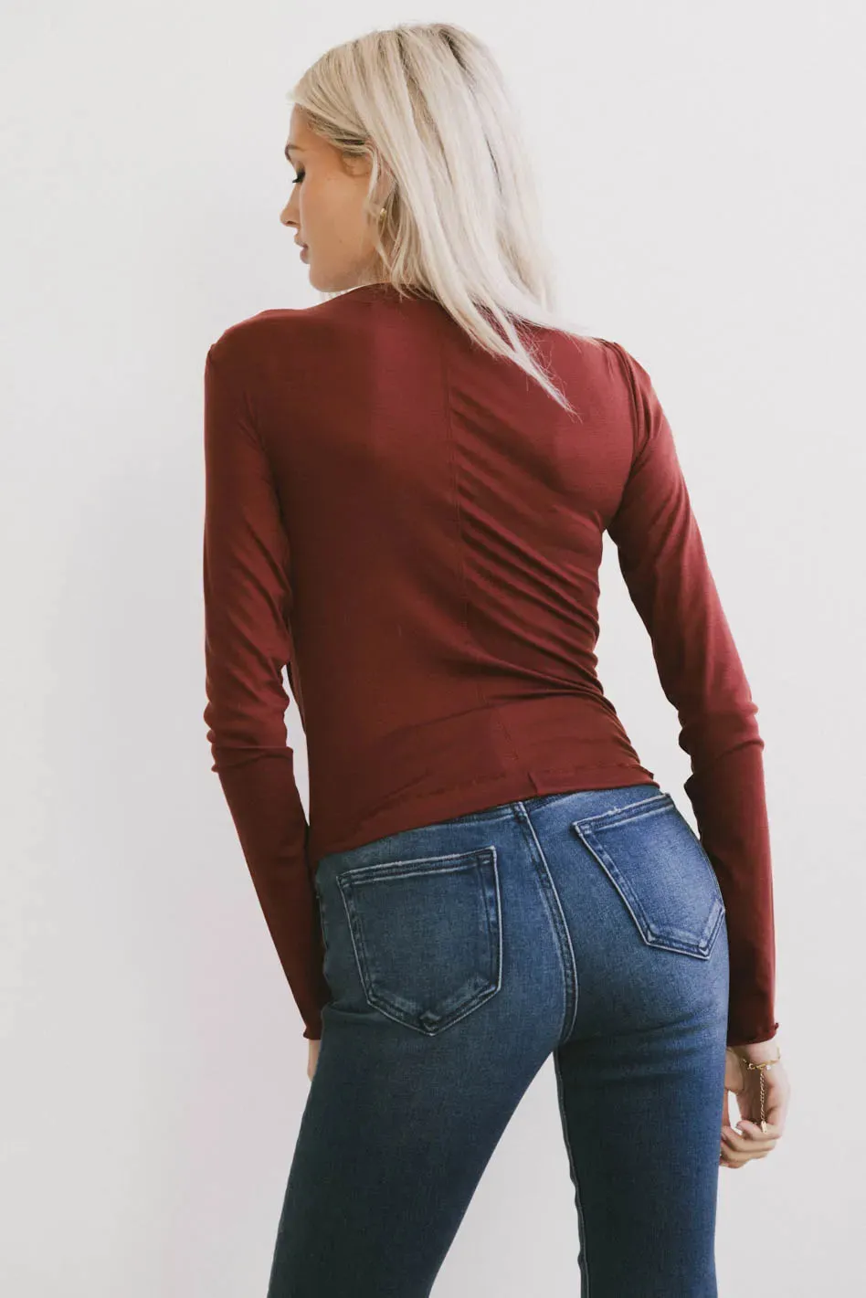 Bianca Ruched Top in Burgundy - FINAL SALE sold by bohme product image thumbnail 4