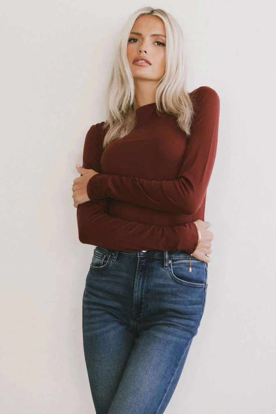 Bianca Ruched Top in Burgundy - FINAL SALE sold by bohme product image thumbnail 3