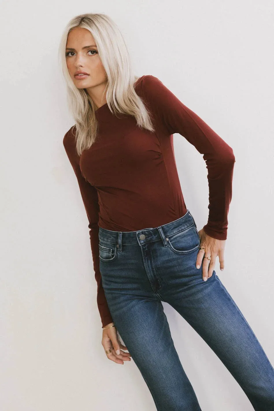 Bianca Ruched Top in Burgundy - FINAL SALE sold by bohme product image thumbnail 2