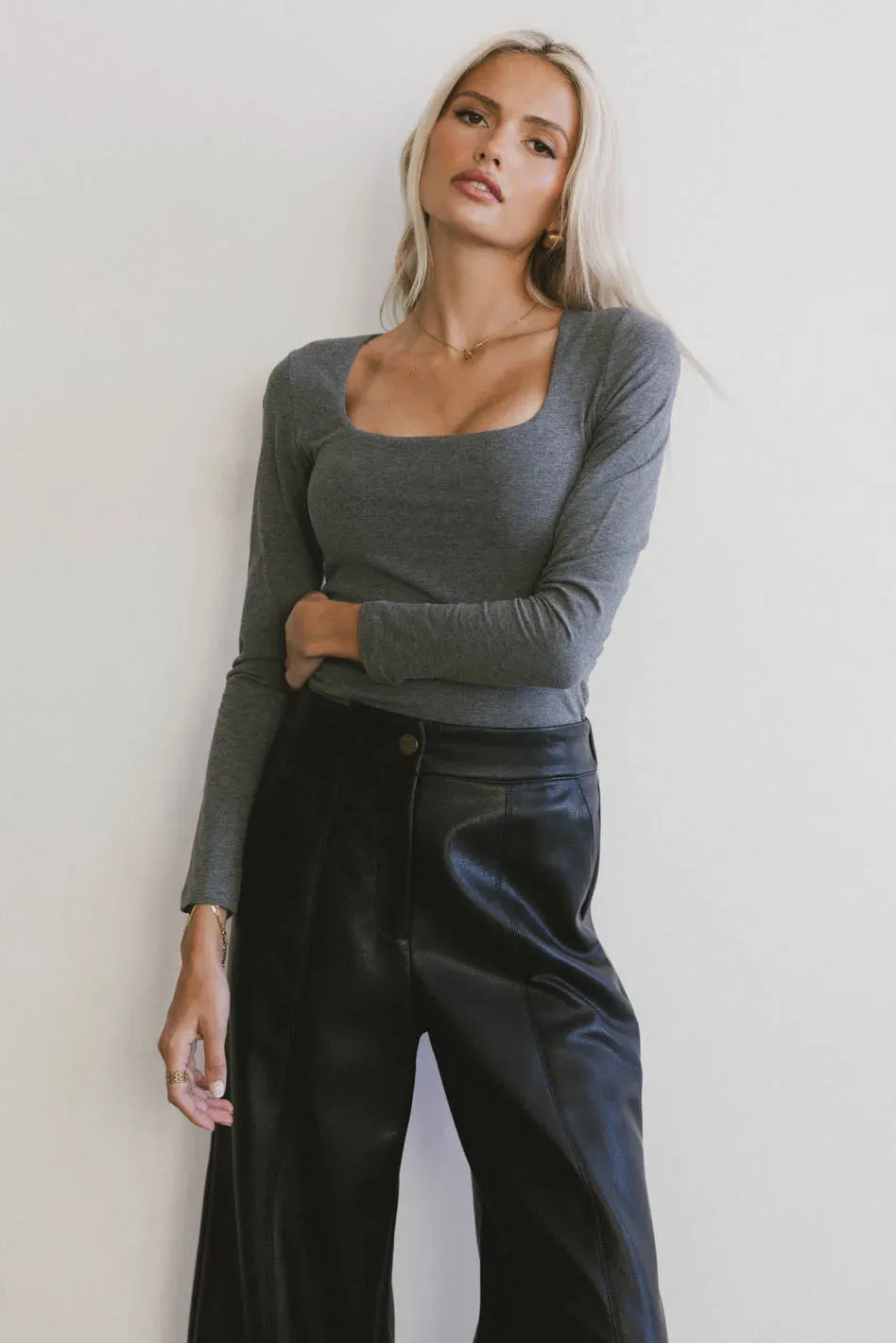 Tatiana Scoop Neck Top in Grey - FINAL SALE sold by bohme
