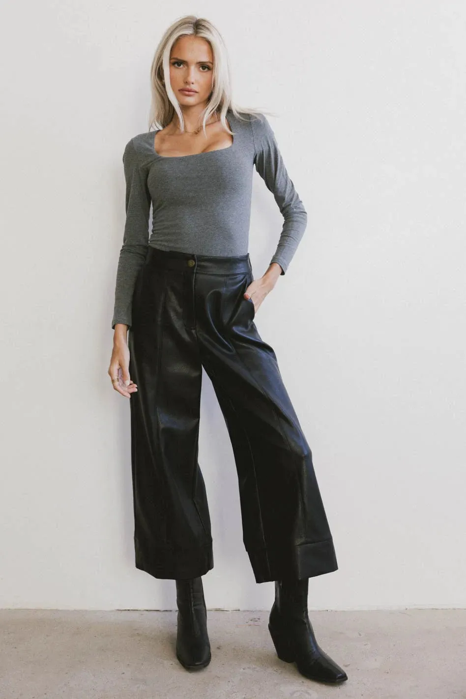 Tatiana Scoop Neck Top in Grey - FINAL SALE sold by bohme product image thumbnail 3