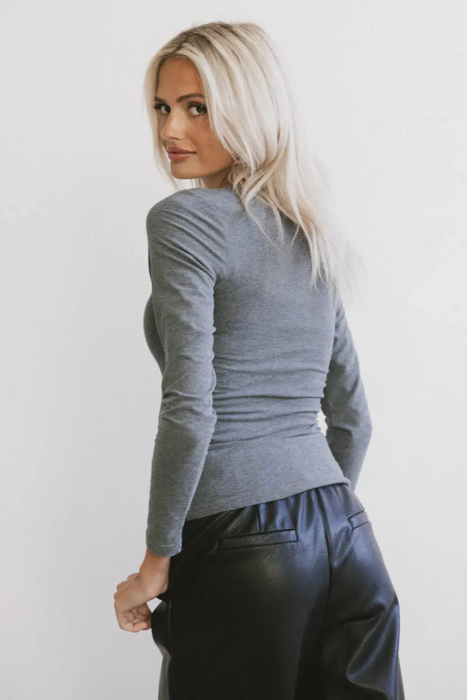 Tatiana Scoop Neck Top in Grey - FINAL SALE sold by bohme product image thumbnail 2