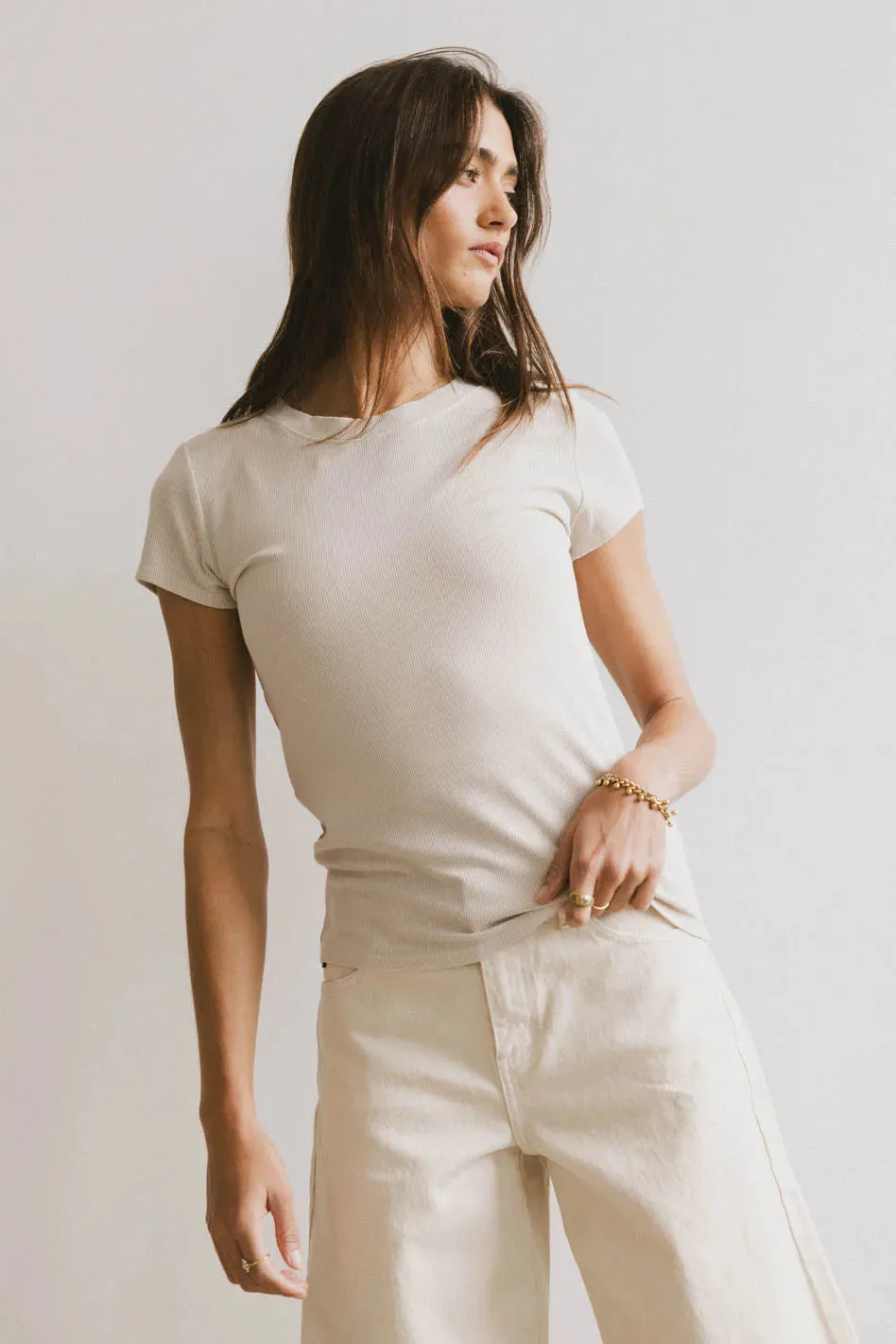 Opal Ribbed Tee in Ecru - FINAL SALE sold by bohme