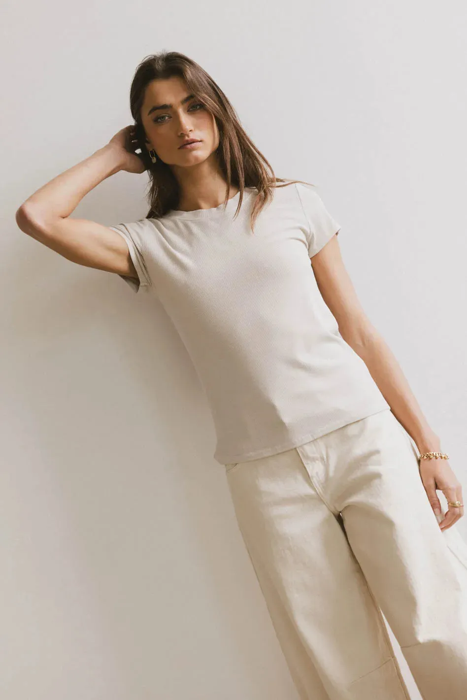 Opal Ribbed Tee in Ecru - FINAL SALE sold by bohme product image thumbnail 5