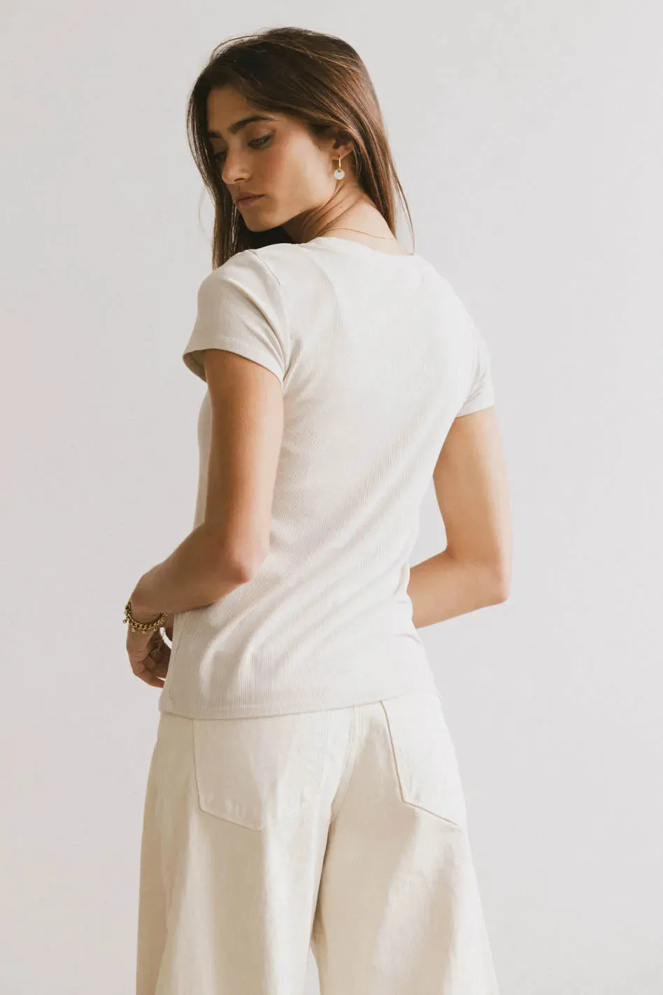 Opal Ribbed Tee in Ecru - FINAL SALE sold by bohme product image thumbnail 2