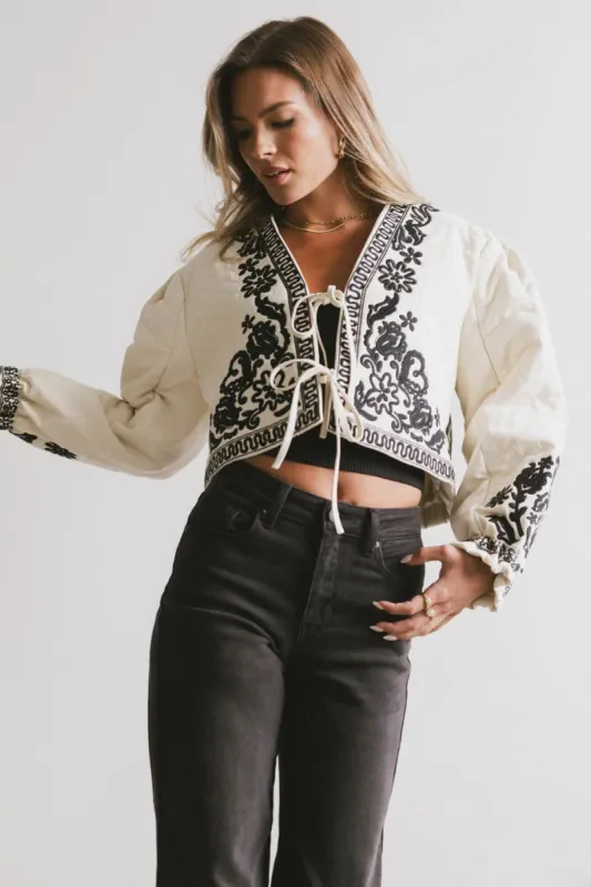 Benja Embroidered Jacket in Ivory - FINAL SALE sold by bohme