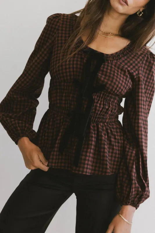 Ella Tie Peplum Blouse sold by bohme