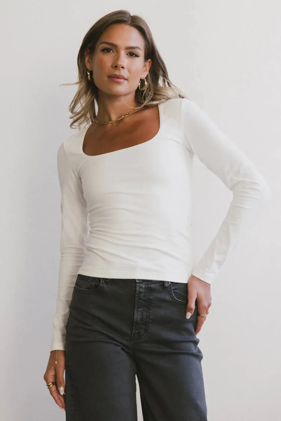 Tatiana Scoop Neck Top in Cream - FINAL SALE sold by bohme