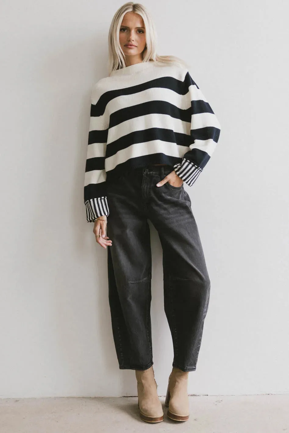 Helena Striped Sweater in Black - FINAL SALE sold by bohme product image thumbnail 3
