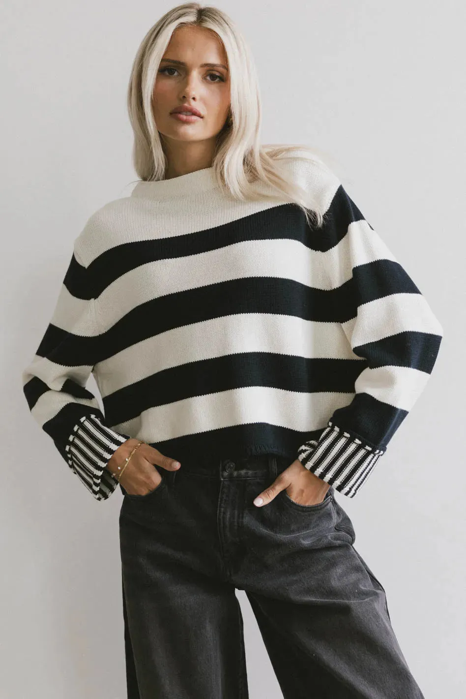Helena Striped Sweater in Black - FINAL SALE sold by bohme