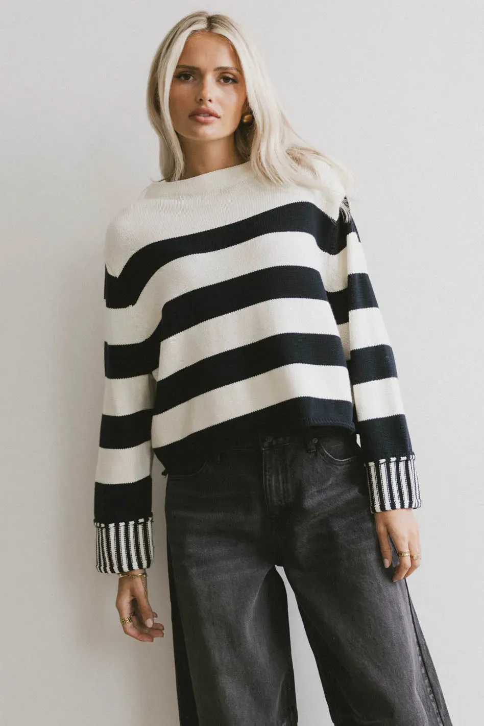 Helena Striped Sweater in Black - FINAL SALE sold by bohme product image thumbnail 2
