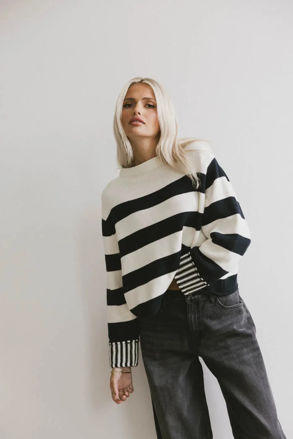 Helena Striped Sweater in Black - FINAL SALE sold by bohme product image thumbnail 4