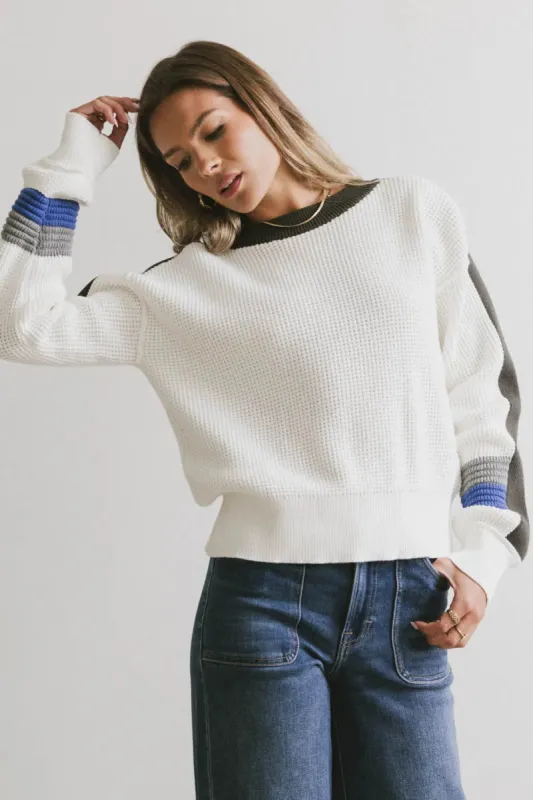 Rochelle Waffle Knit Top in Cream sold by bohme