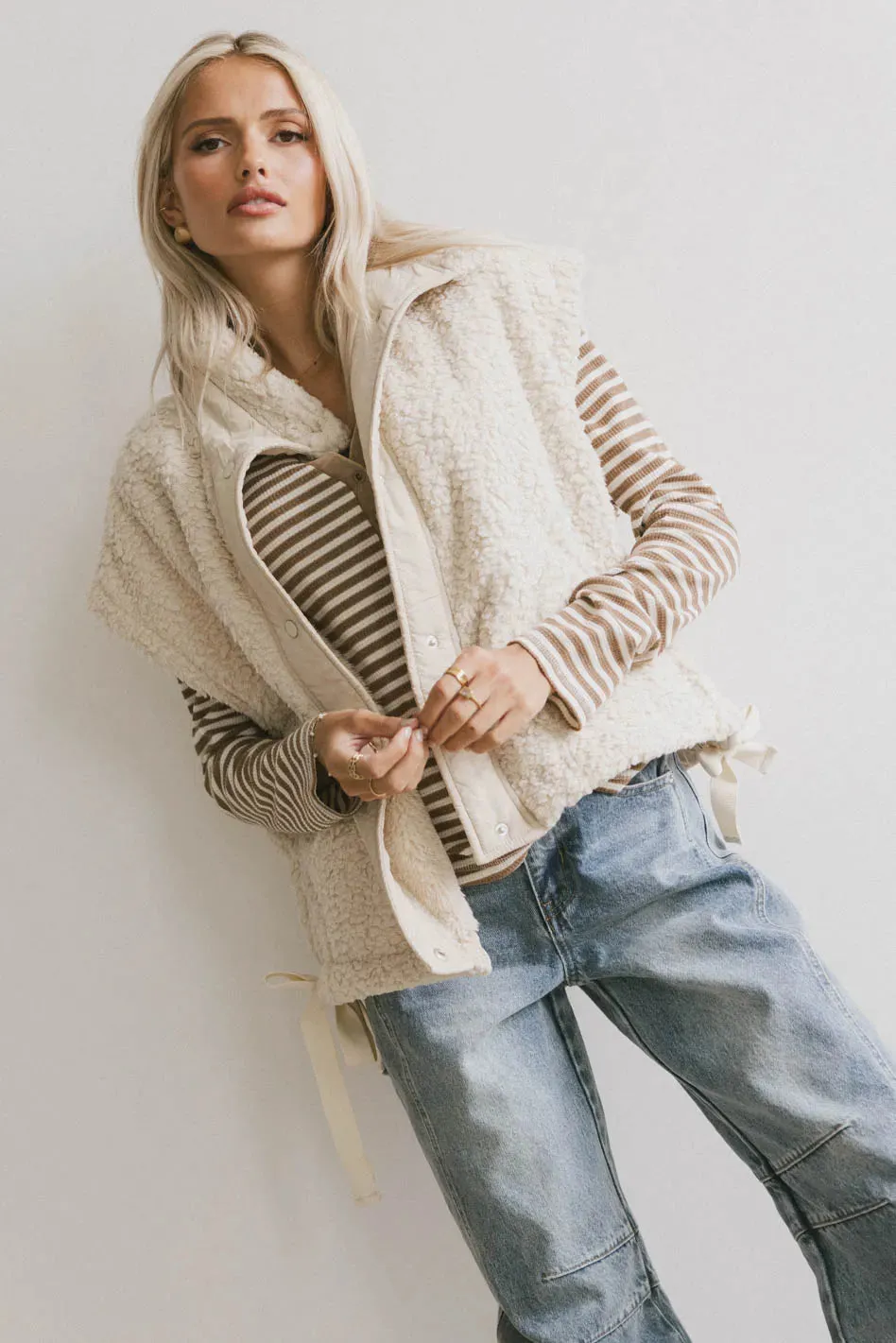 Johanna Sherpa Vest in Beige sold by bohme product image thumbnail 2