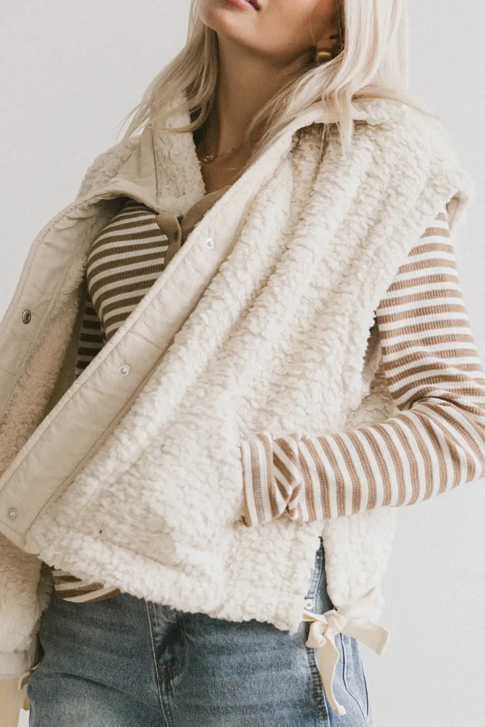 Johanna Sherpa Vest in Beige sold by bohme product image thumbnail 5