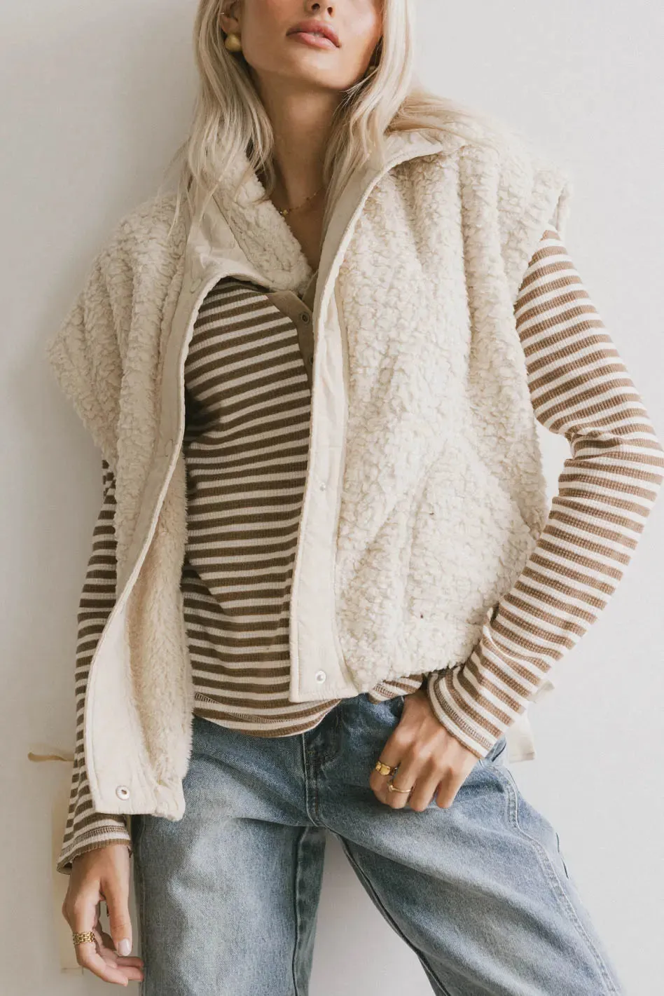 Johanna Sherpa Vest in Beige sold by bohme product image thumbnail 3