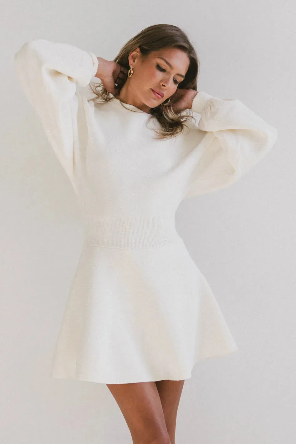 Dolores Knit Mini Dress in Cream - FINAL SALE sold by bohme product image thumbnail 3