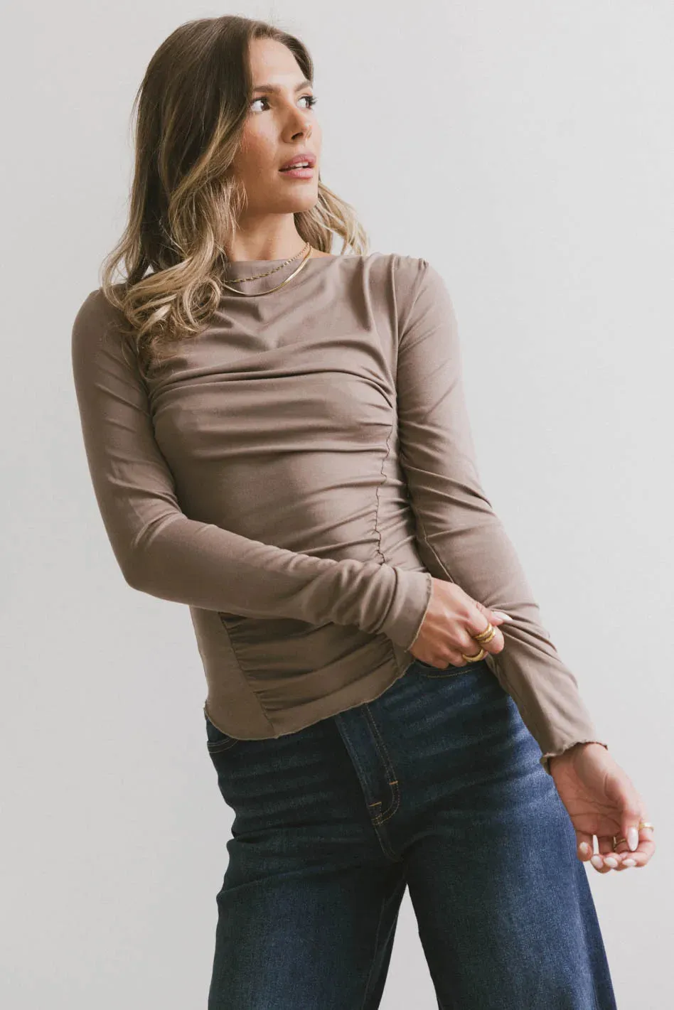 Bianca Ruched Top in Taupe - FINAL SALE sold by bohme product image thumbnail 3