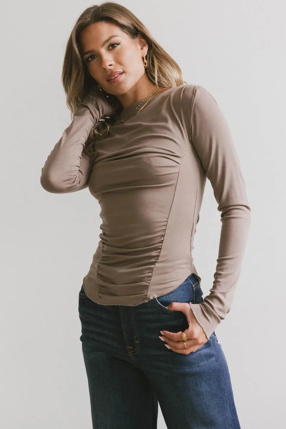 Bianca Ruched Top in Taupe - FINAL SALE sold by bohme