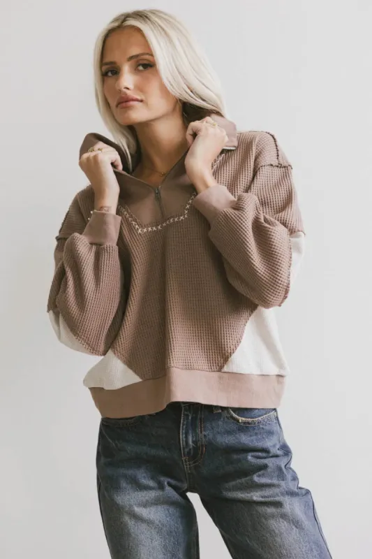 Harbor Knit Quarter Zip in Brown - FINAL SALE sold by bohme